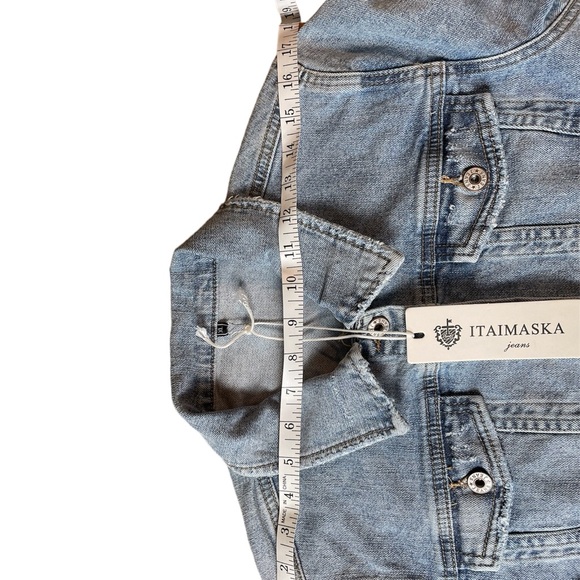 Itamaska Distressed Denim Jacket Light Blue Women’s  XL. - Picture 8 of 16